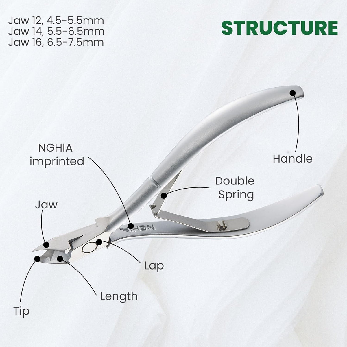 Stainless Steel Cuticle Nippers Double Spring Nail Tool D-03 12 Jaw
