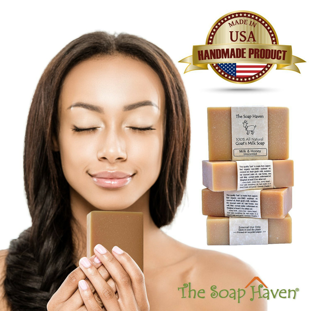 Goat Milk & Honey Unscented Handmade Soap Bars - All Natural Skin Care