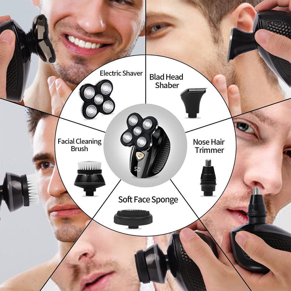 Electric Head Shaver for Men Cordless Wet Dry Skull Razor with 5 Attachments