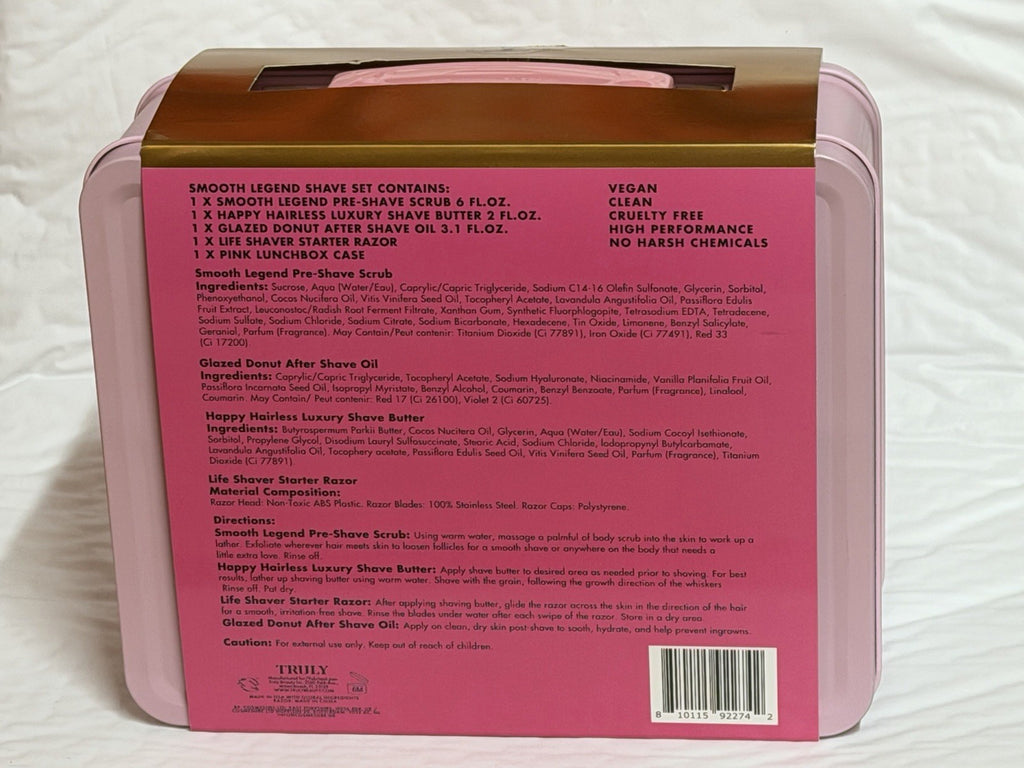 Shaving & Grooming Set with Razor, Oil, Scrub & Pink Lunchbox