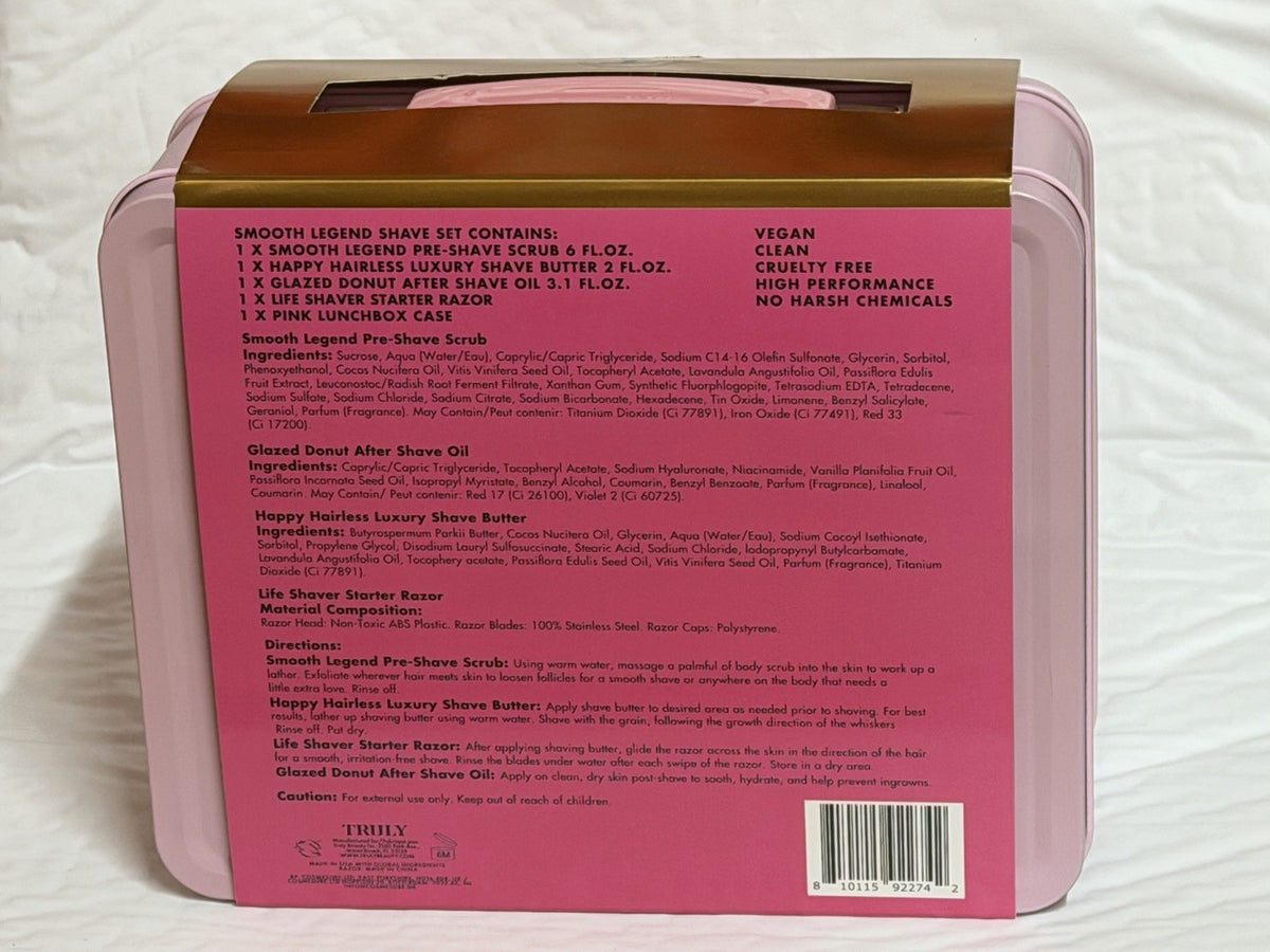 Shaving & Grooming Set with Razor, Oil, Scrub & Pink Lunchbox