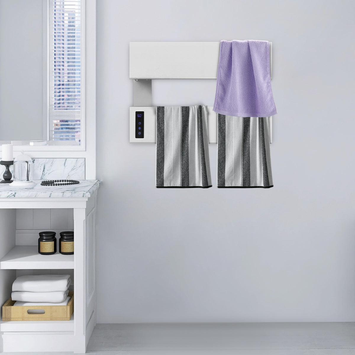 Wall-Mounted Electric Towel Warmer 100W Aluminum Alloy Bathroom Heater