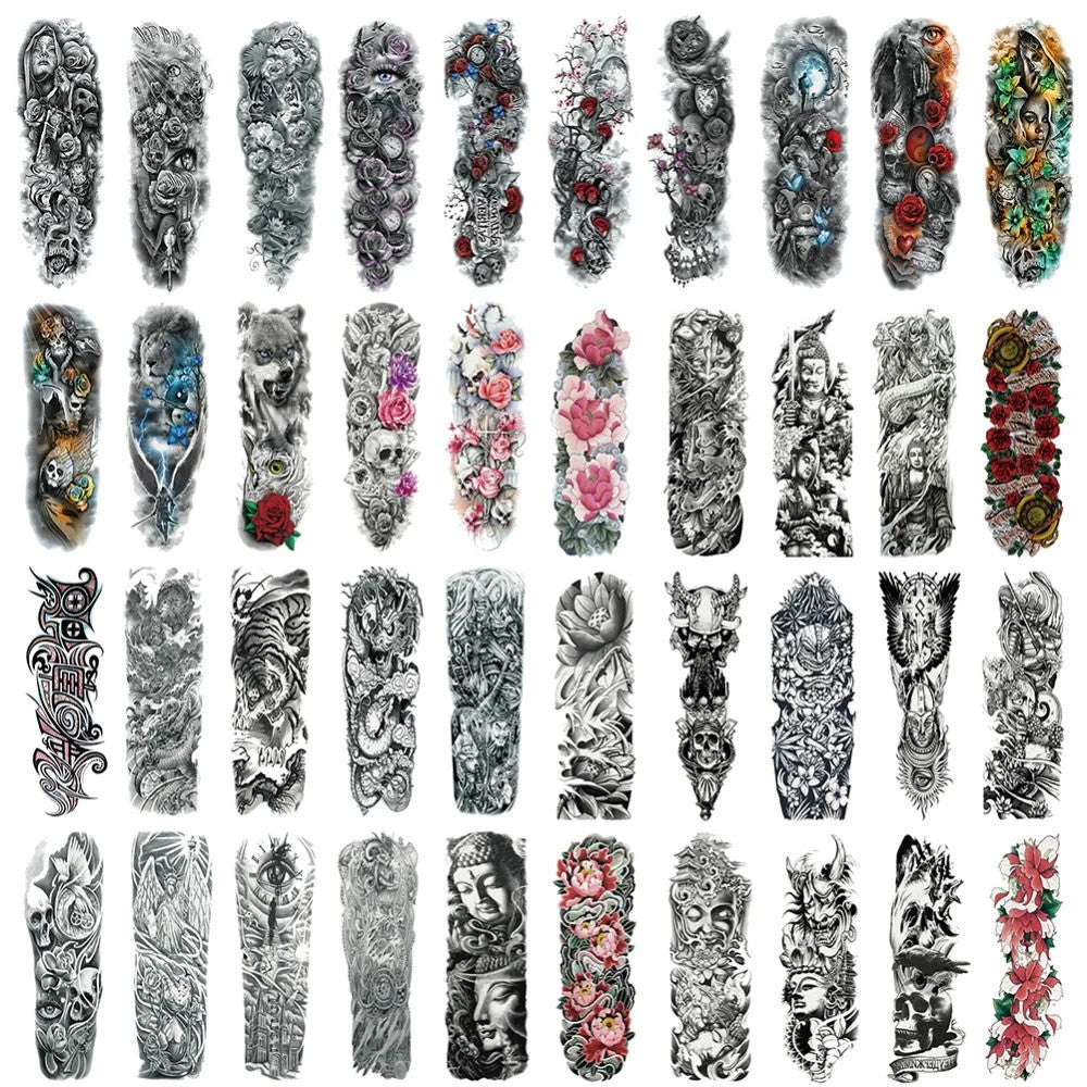 Full Arm Tattoo Sleeve - Large Waterproof Temporary Sleeve for Men & Women