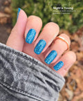 Color Street Nail Polish Strips Night Is Young Turquoise Glitter - Long Lasting Manicure