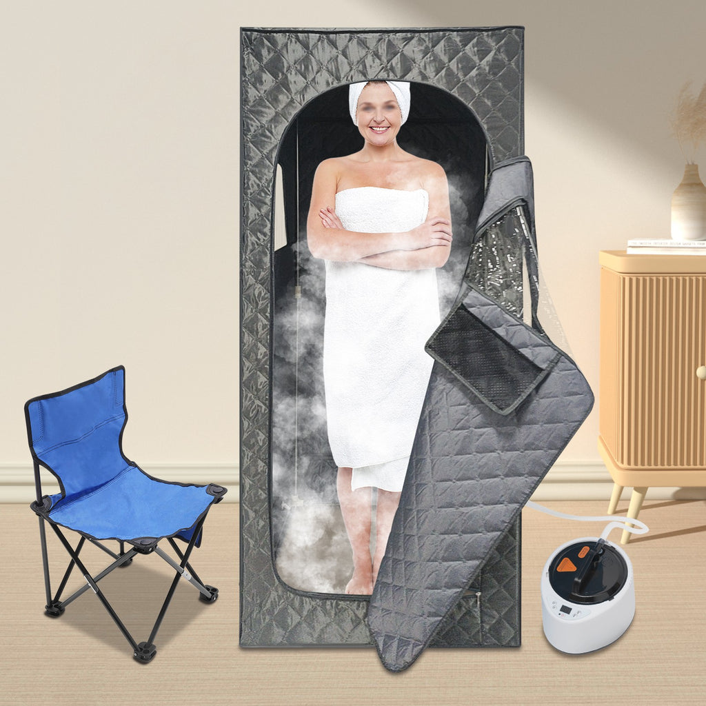 Portable Steam Sauna Tent with 2.6L Steamer & Folding Chair Gray