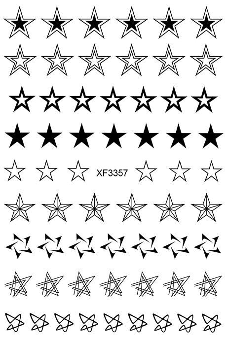 12 Sheets Star Nail Art Stickers Decals Self-Adhesive Glitter Design