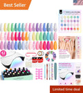 24 Color Gel Nail Polish Kit with UV Light - Long-Lasting Manicure Set