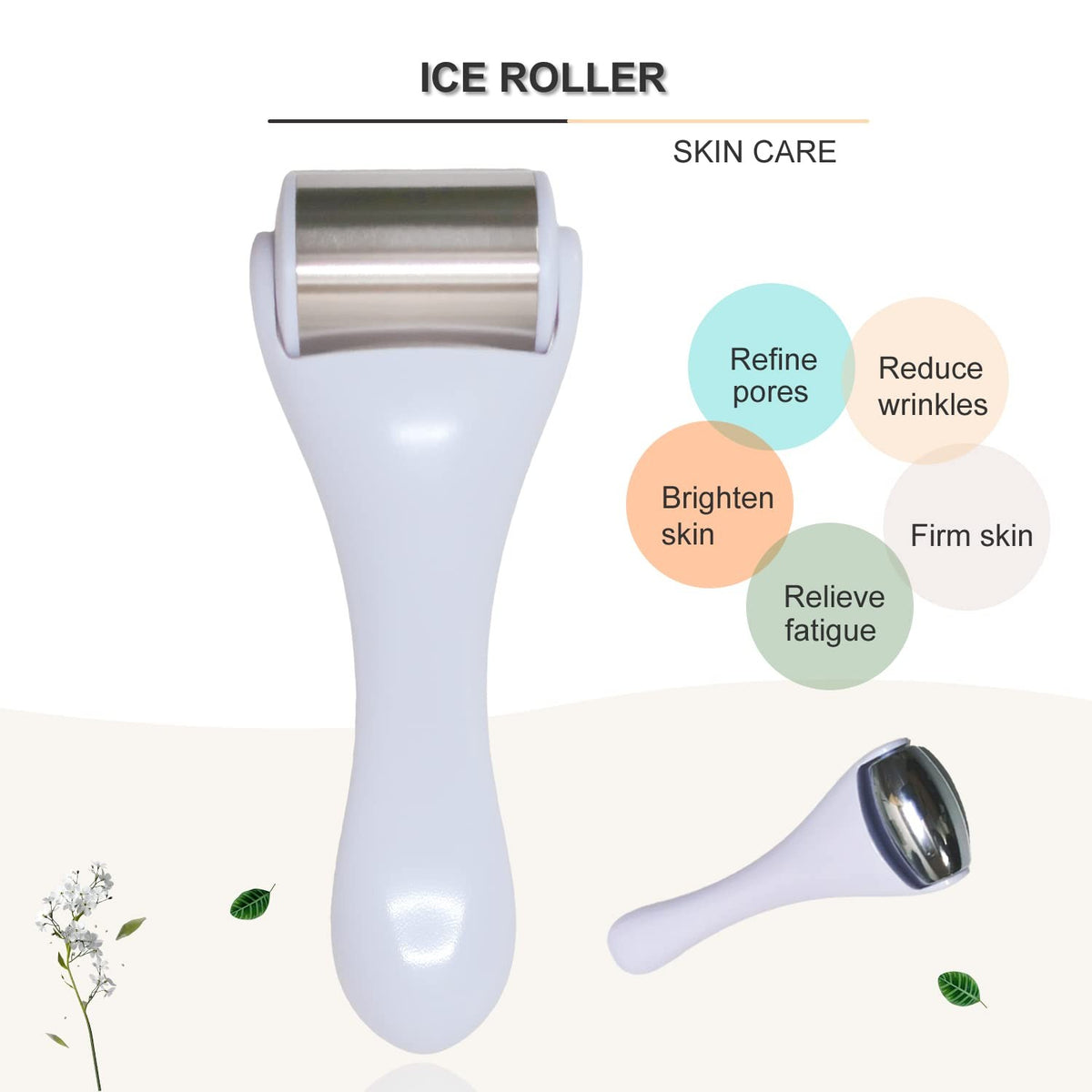 Ice Roller & Facial Massager for Face & Eyes - Cooling Stainless Steel
