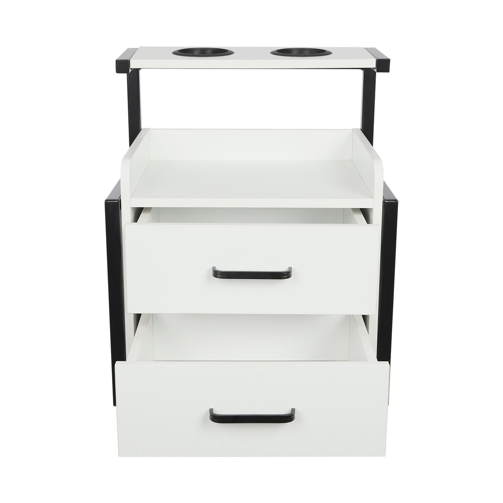 Wall-Mounted Salon Storage Cabinet with 2 Drawers - Black & White