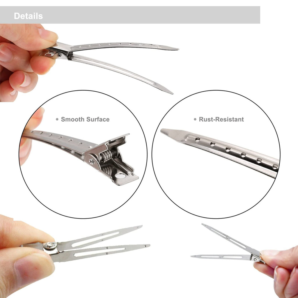 40pcs Metal Duck Billed Hair Clips Set for Styling Silver