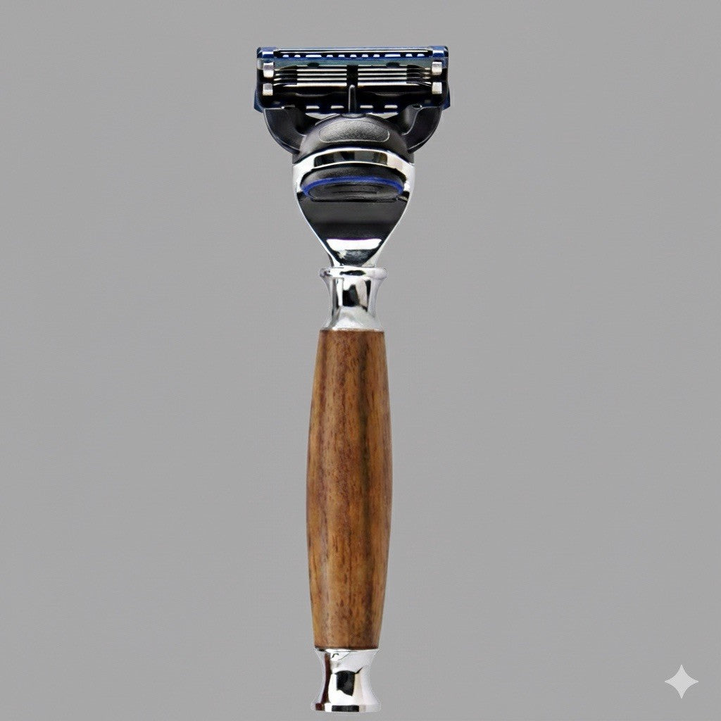 Wood Handle Safety Razor for Gillette Fusion 5 Blades - Men’s Gift