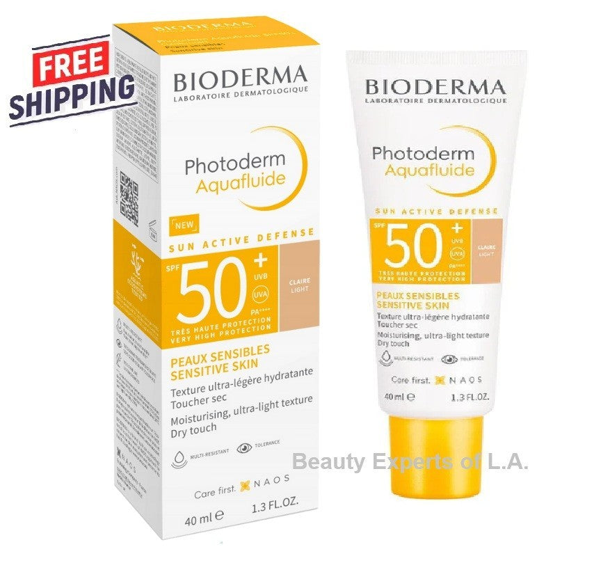 Bioderma SPF 50+ Tinted Light Sunscreen Aquafluide 40ml - Water-Resistant, Oil-Free, Fragrance-Free