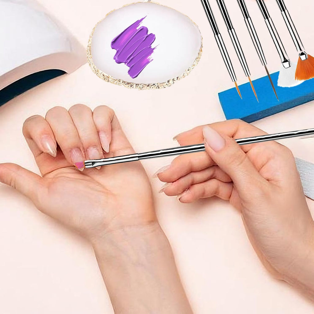 21-Piece Nail Art Brush Set with Dotting Tools & Mixing Palette for Detailed Manicure Designs