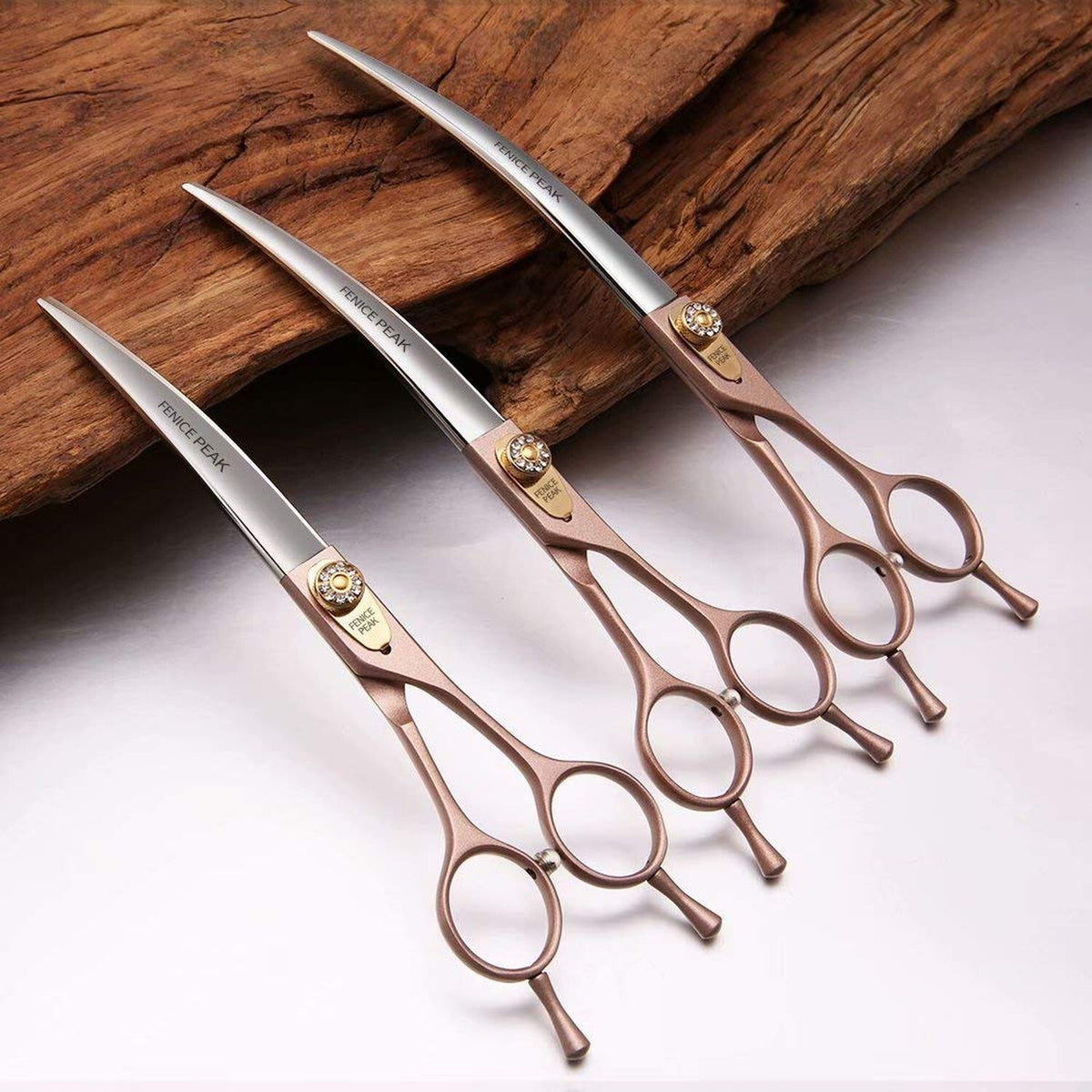 Professional Curved Dog Grooming Scissors 7.5'' Rose Gold Stainless Steel