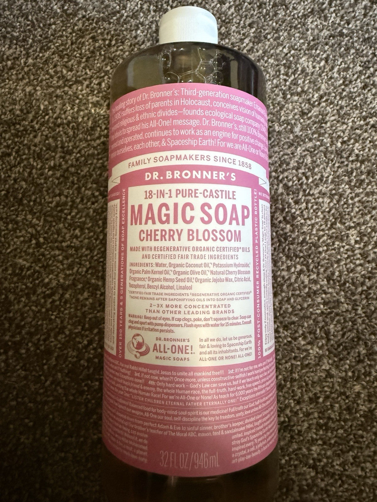 Dr. Bronner's Cherry Blossom Castile Soap - Natural Liquid 32 fl oz