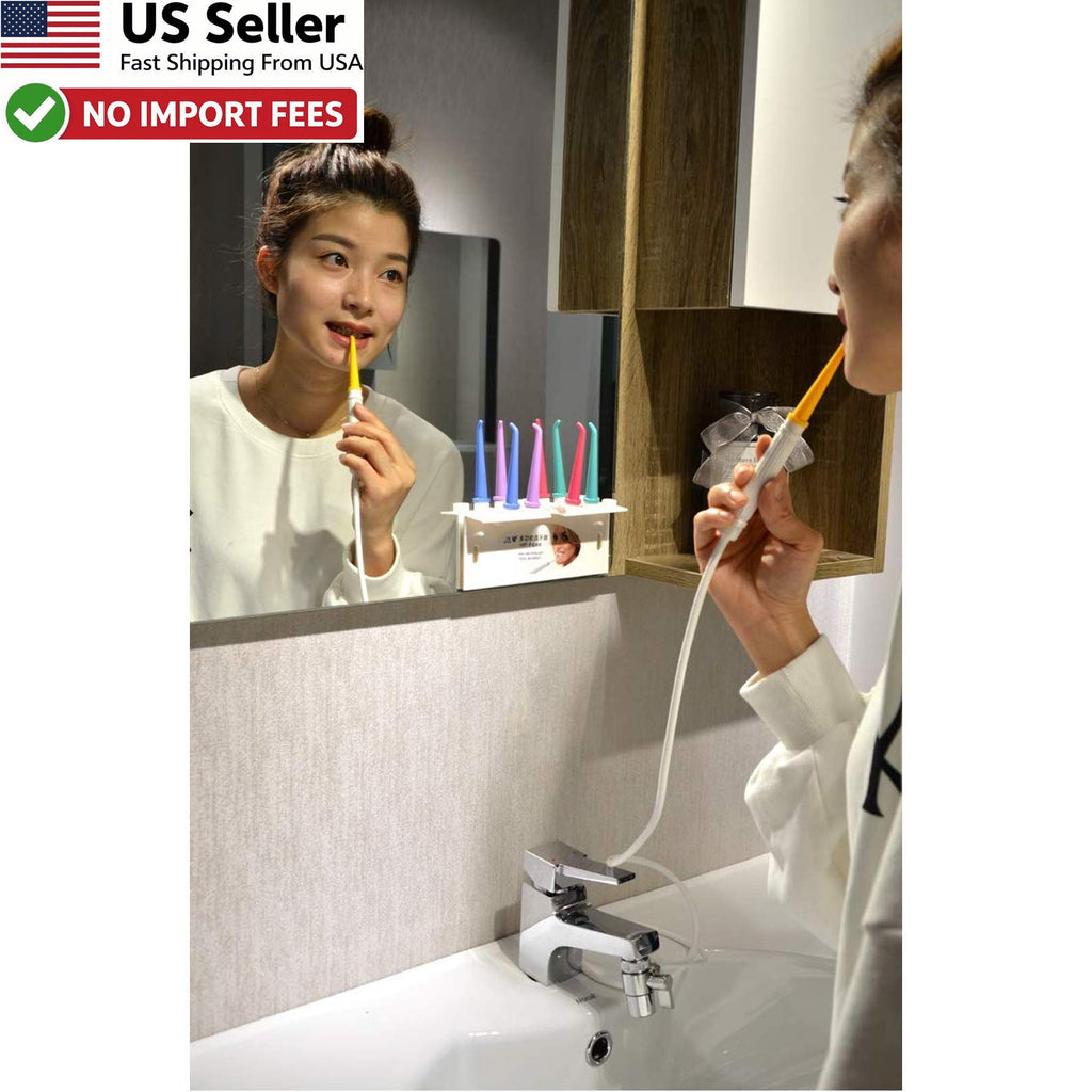 Water Dental Flosser with 5 Jet Tips for Faucet Shower Non-Electric Oral Care