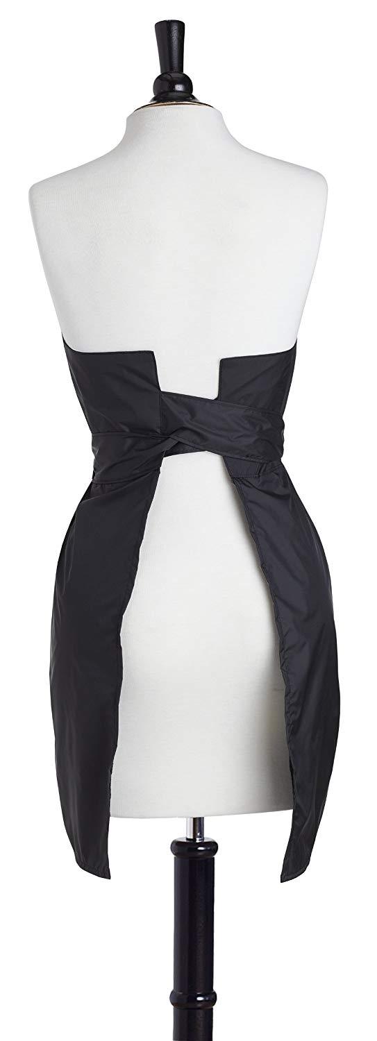 Water-Resistant Salon Apron with No Neck Ties, Removable Flower, One Size