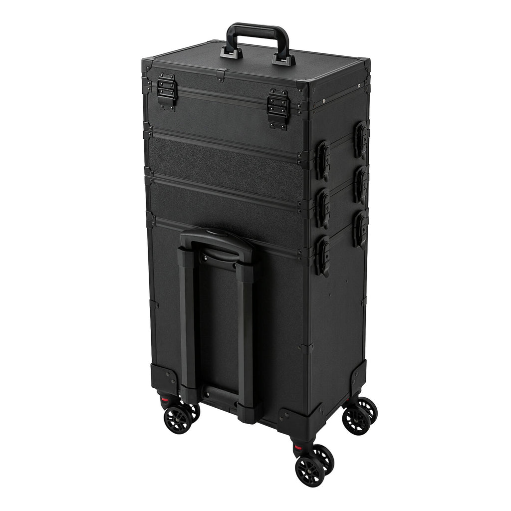 Professional Rolling Makeup Case with LED Lights and Multiple Tiers