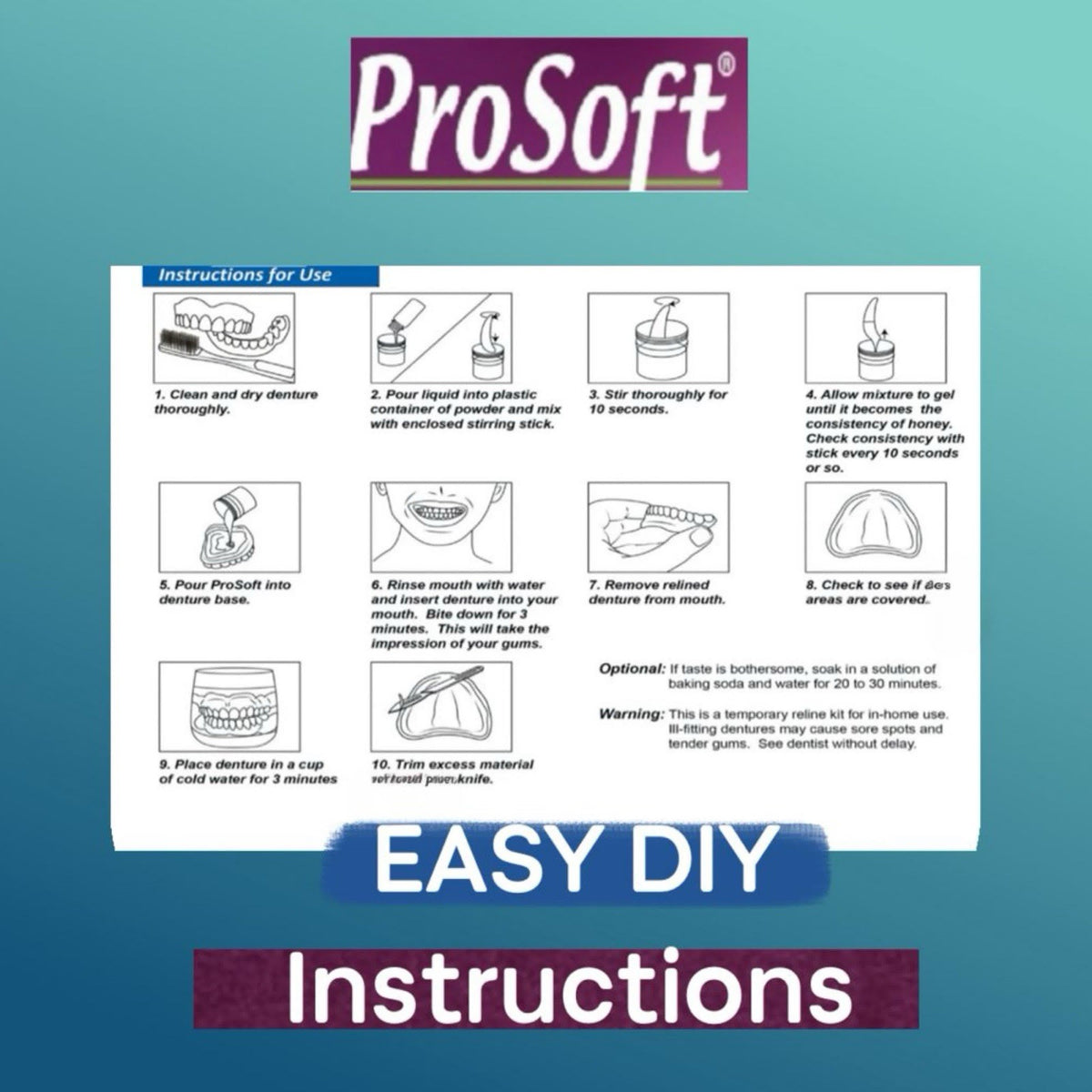 ProSoft Denture Reline Kit 3 Pack Soft, Zinc-Free, Easy DIY, Made in USA