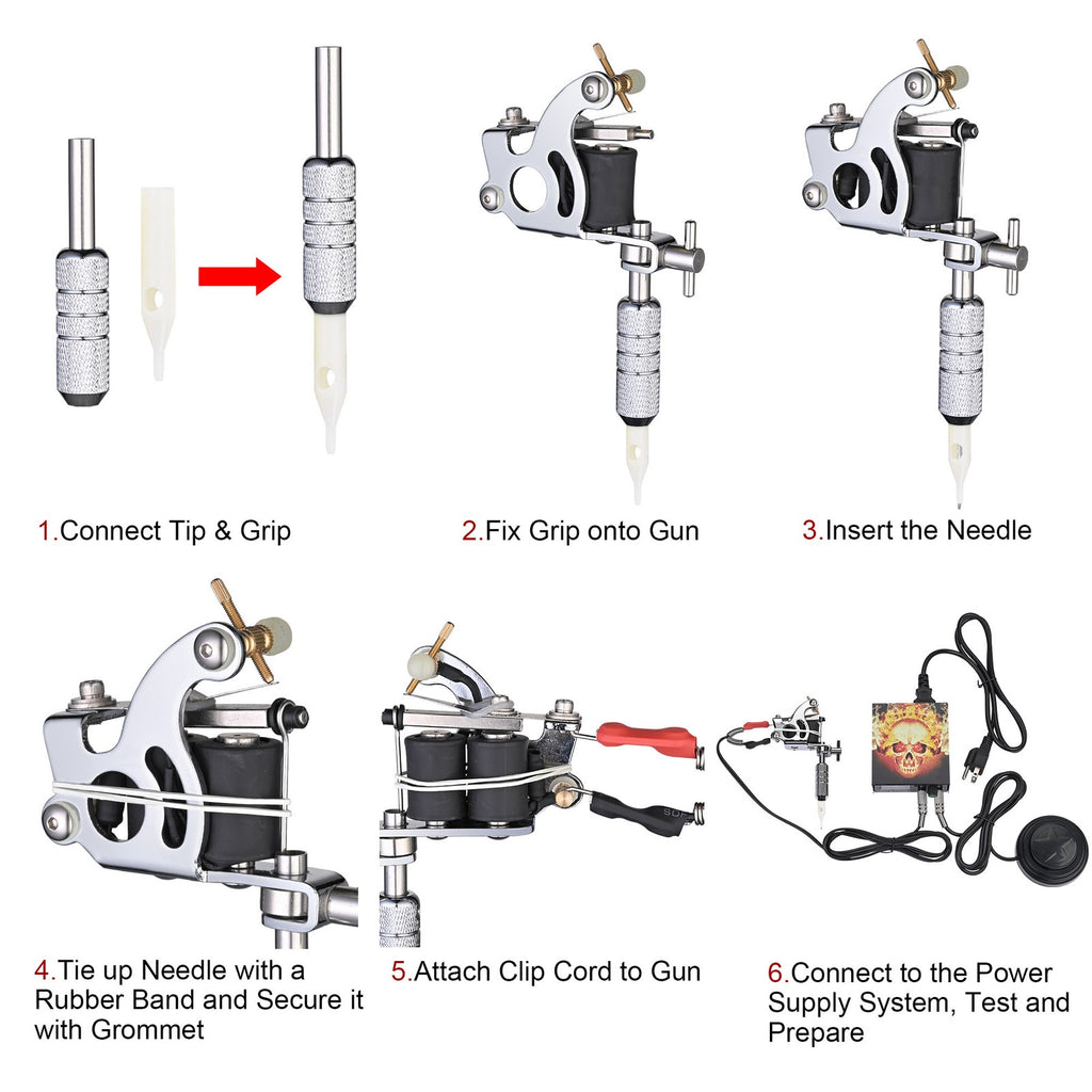 Complete Tattoo Kit with 4 Machines, 40 Inks & Power Supply