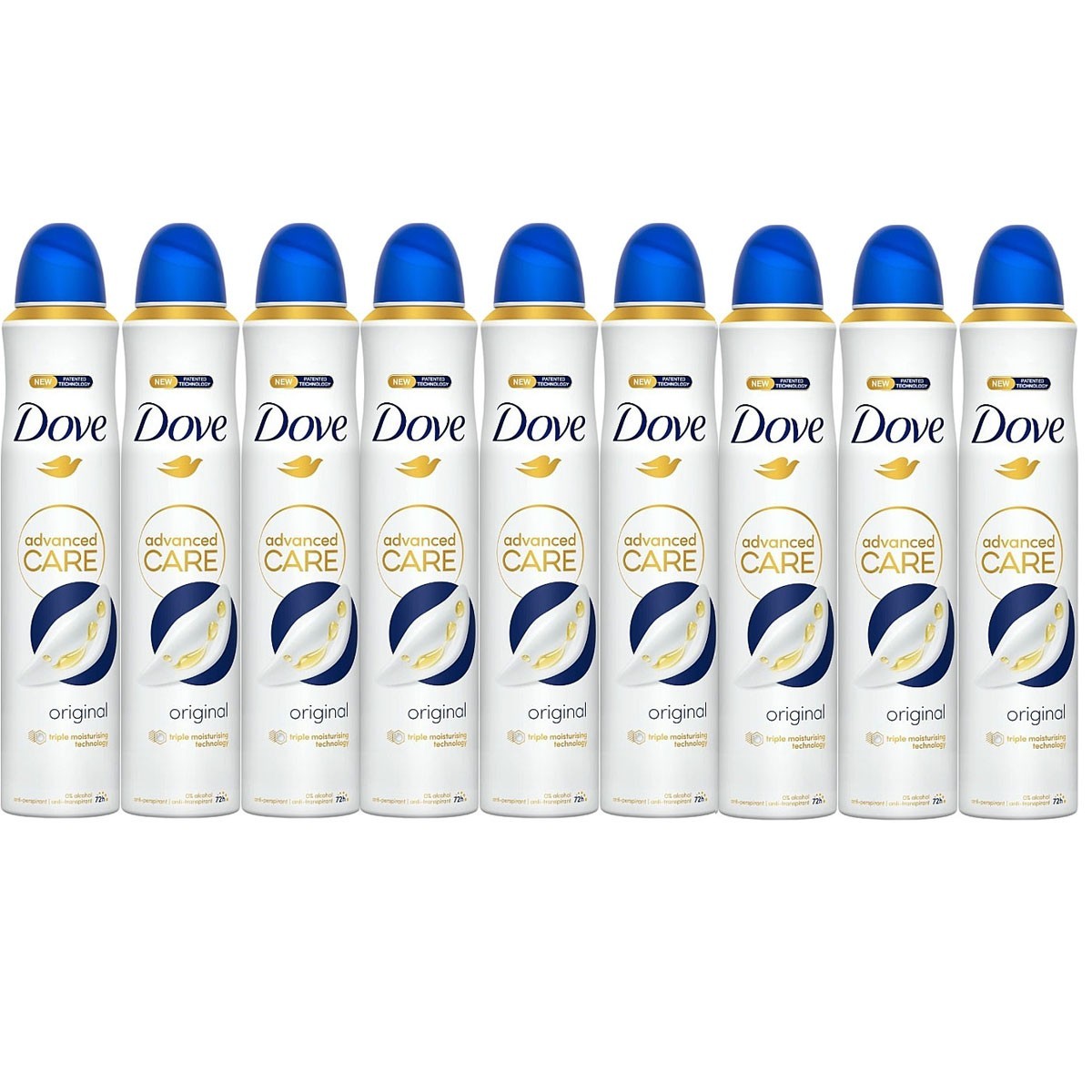 Dove Original Antiperspirant Deodorant Spray 150ml Pack of 9 - Alcohol-Free, Moisturizing, Quick-Dry