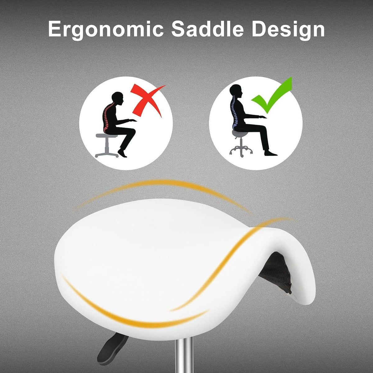Ergonomic Saddle Stool Adjustable Hydraulic Seat with Swivel Wheels
