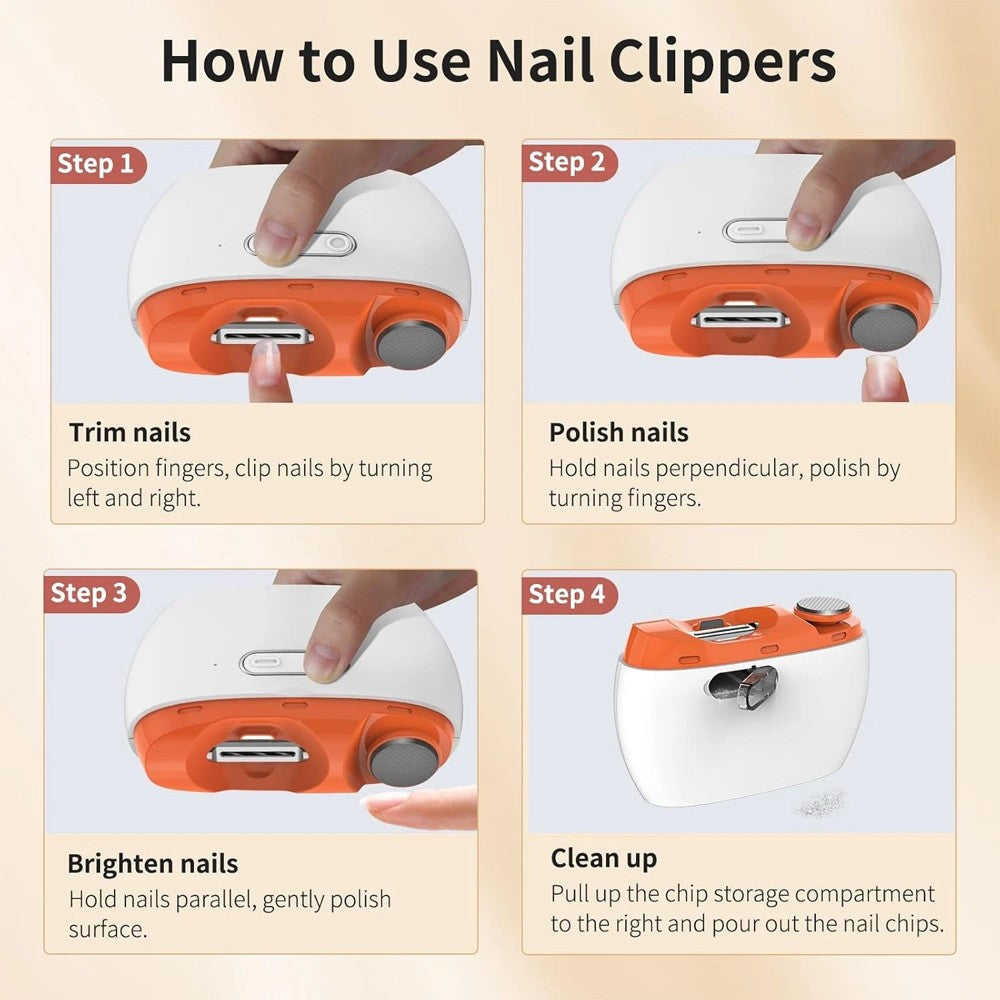 Electric Toe Nail Clippers for Thick Nails - Rechargeable Nail Trimmer with LED Light & Polishing
