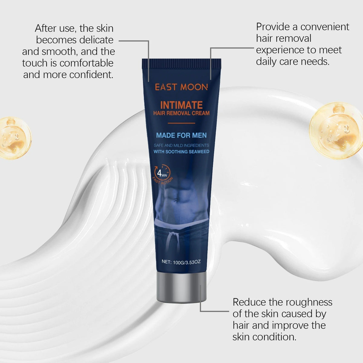 Men's Intimate Hair Removal Cream 100g for Sensitive Skin