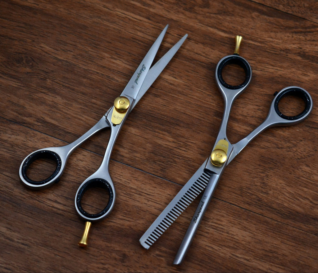 Professional Hair Cutting & Thinning Scissors Set with Razor and Pouch