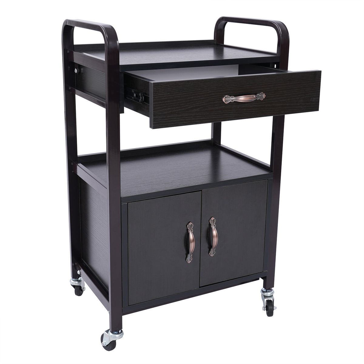 Salon Trolley Cart Rolling Station with Drawer & Cabinet for Beauty & Barber Use