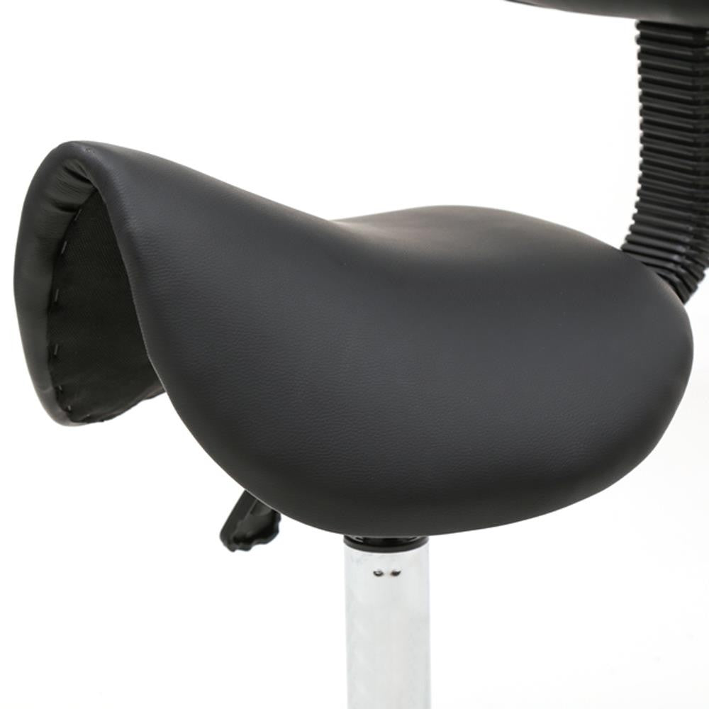 PU Leather Adjustable Rolling Stool with Backrest and 360° Swivel