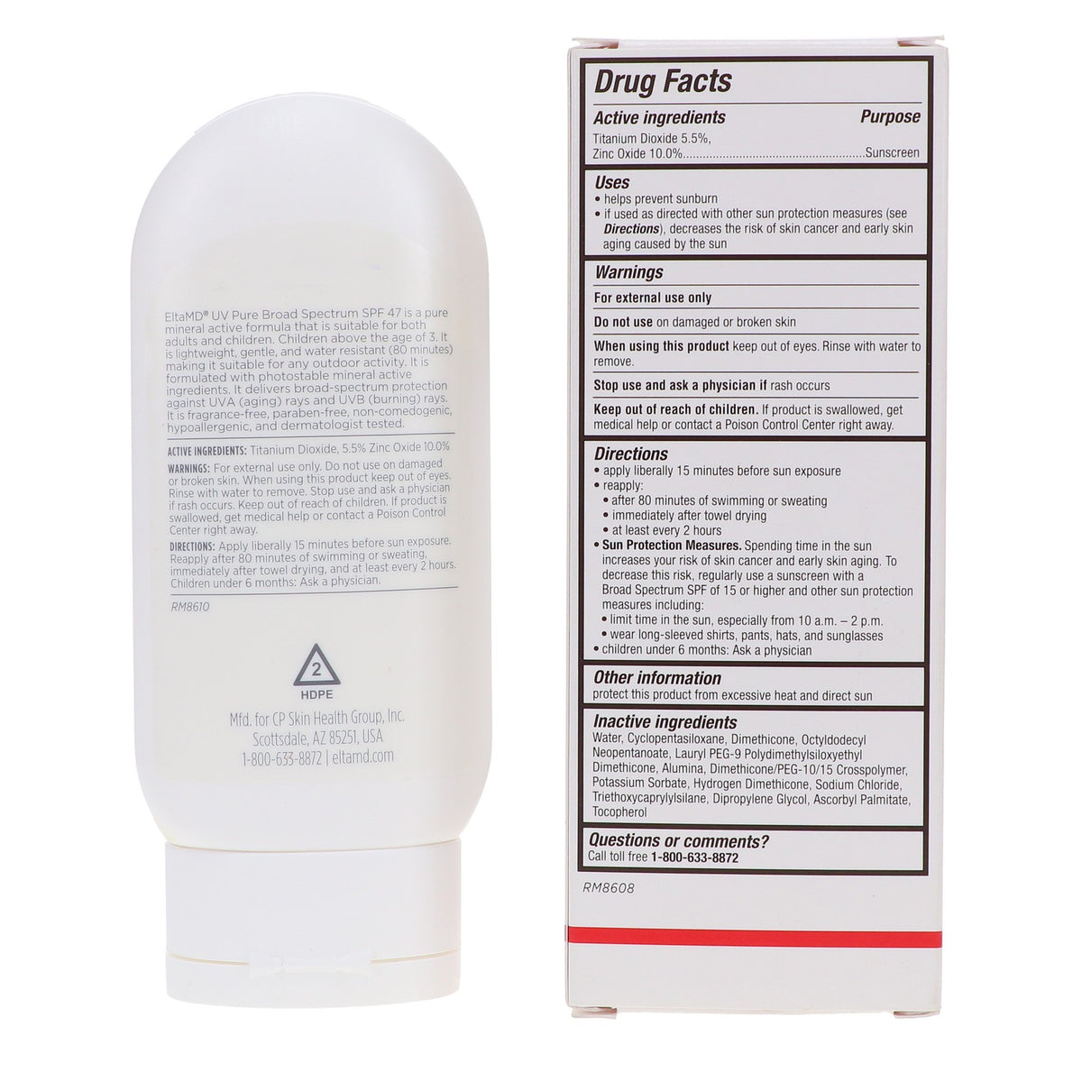 EltaMD UV Pure Broad Spectrum SPF 47 Sunscreen 4 oz for Face & Body