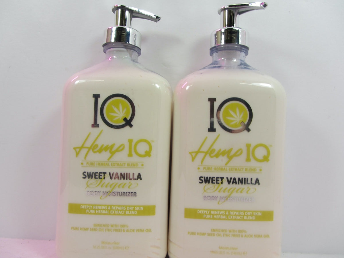 Hemp IQ Sweet Vanilla Sugar Body Moisturizer Lotion 2 Pack