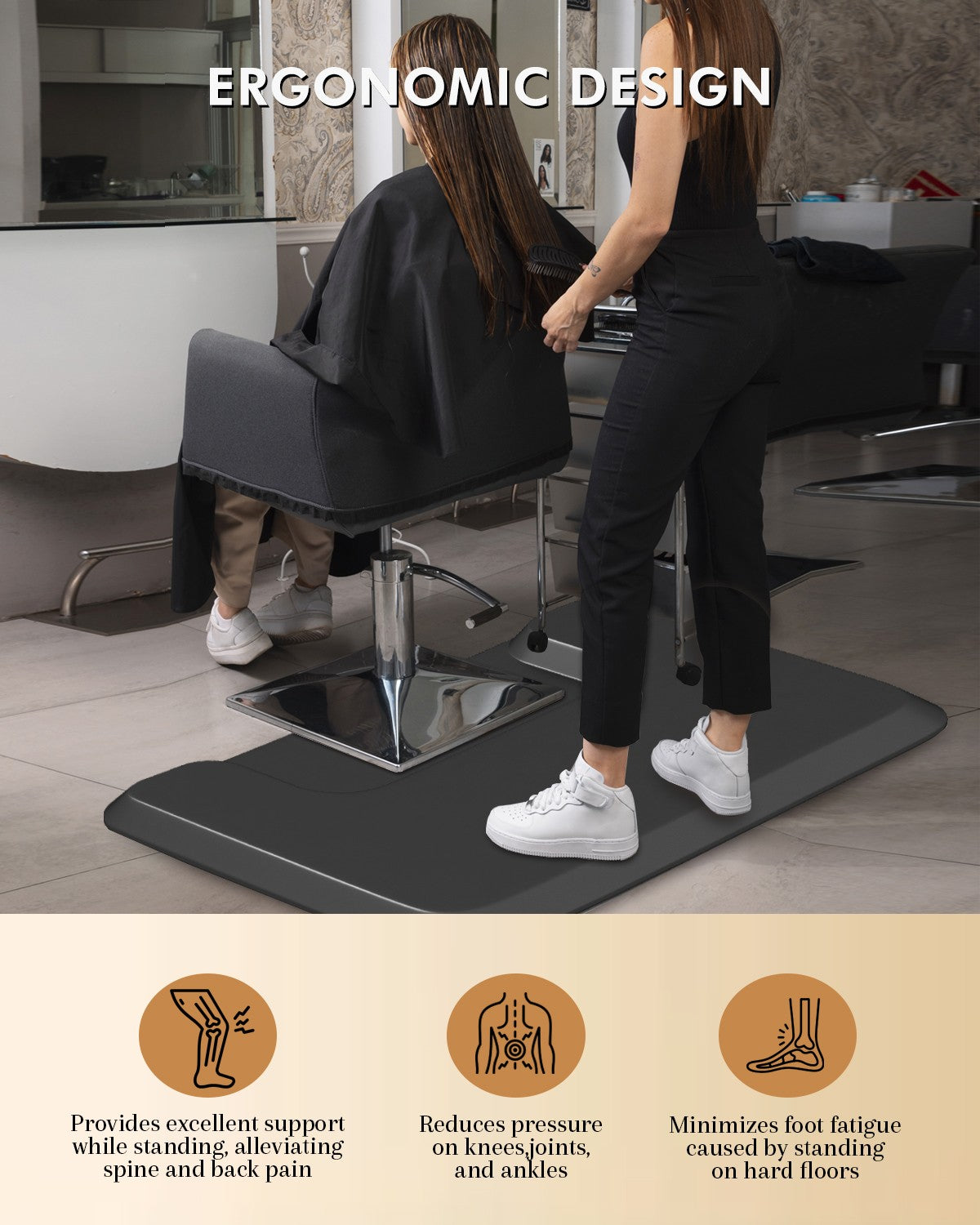 Anti-Fatigue Salon Chair Mat 3x4 Feet for Barber & Hairdressing Stations