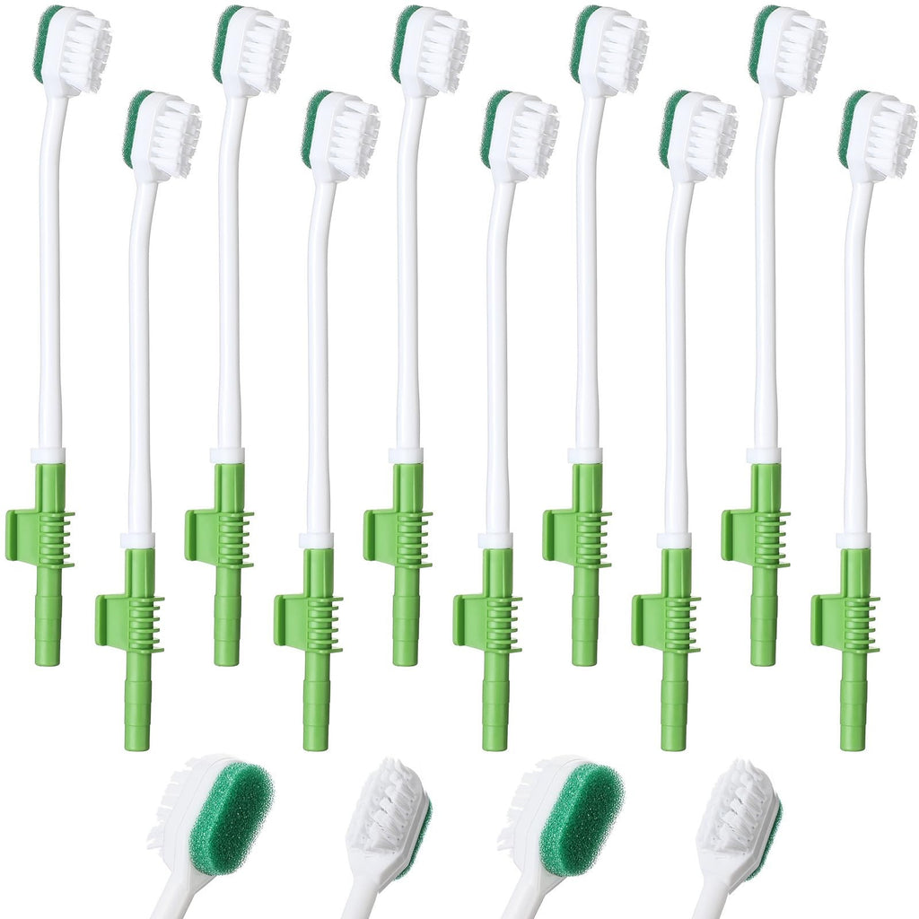 Disposable Suction Toothbrush Set - 10 Green Oral Care Swabs, 7.09 Inch