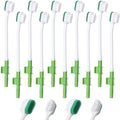 Disposable Suction Toothbrush Set - 10 Green Oral Care Swabs, 7.09 Inch
