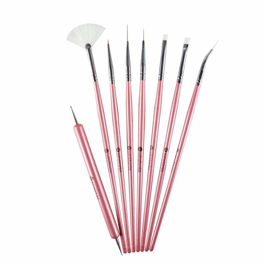 Nail Art Brushes Set - Gel Detailer, Striping, Dotting, Fan & Liner Brushes