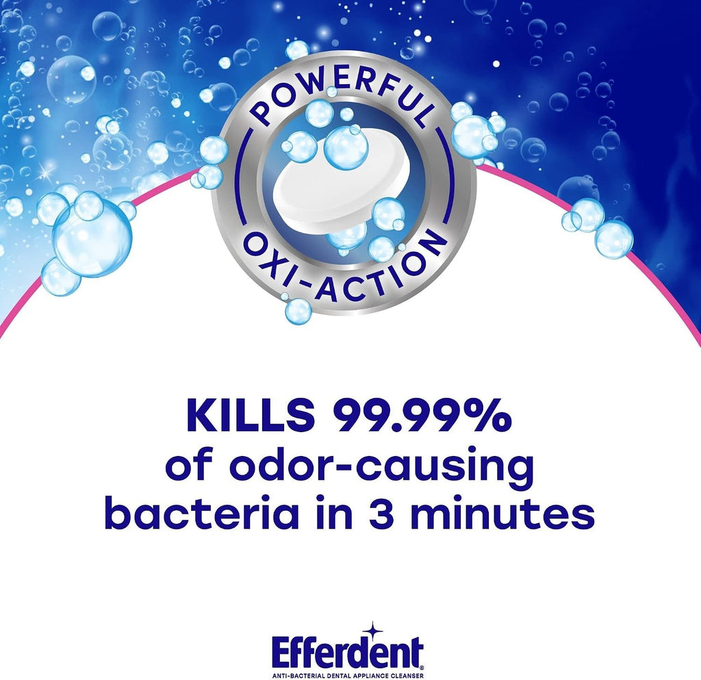 Fast-Acting Denture Cleaning Tablets - Kills Odors & Removes Stains in 3 Minutes