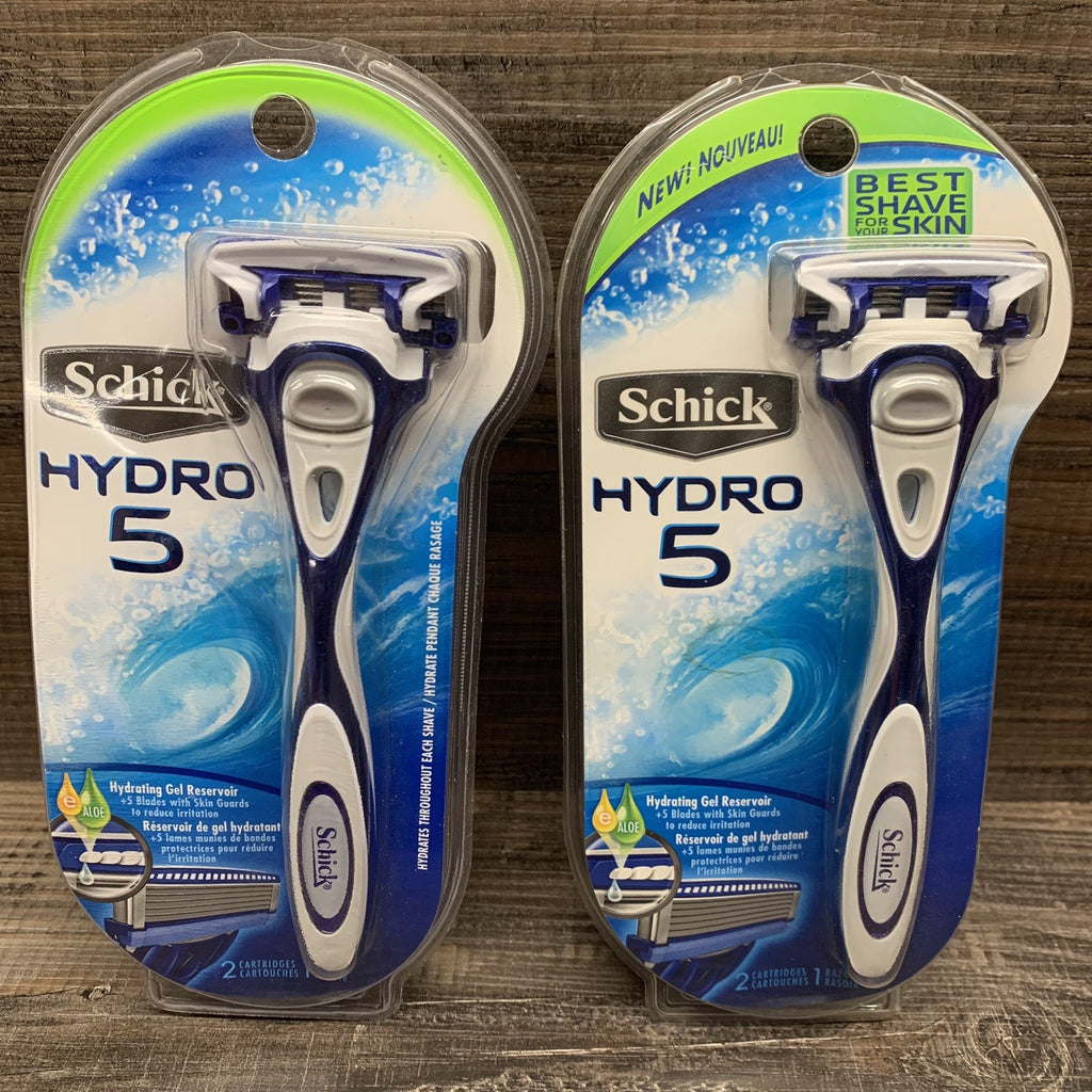 Schick Hydro 5 Razor with 2 Cartridges - Black & Blue, 2 Pack