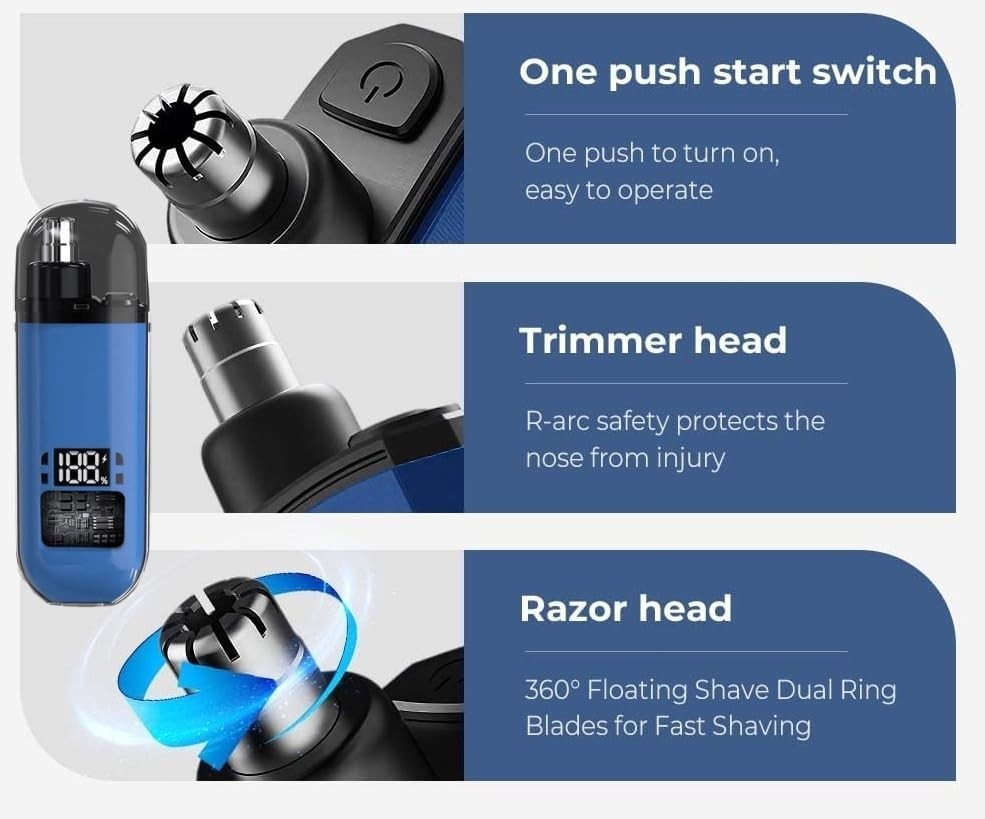 Electric Nose & Ear Hair Trimmer for Men Women Waterproof 2-in-1 Grooming