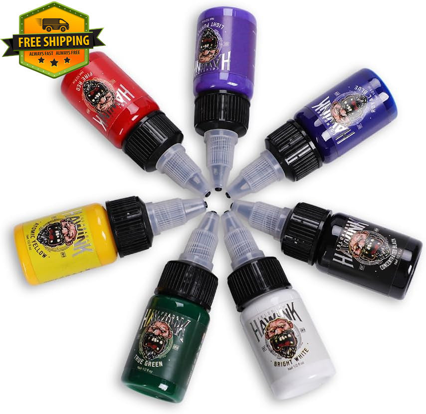 Tattoo Ink Set 7 Colors 15ml - Professional Pigment Kit for Artists
