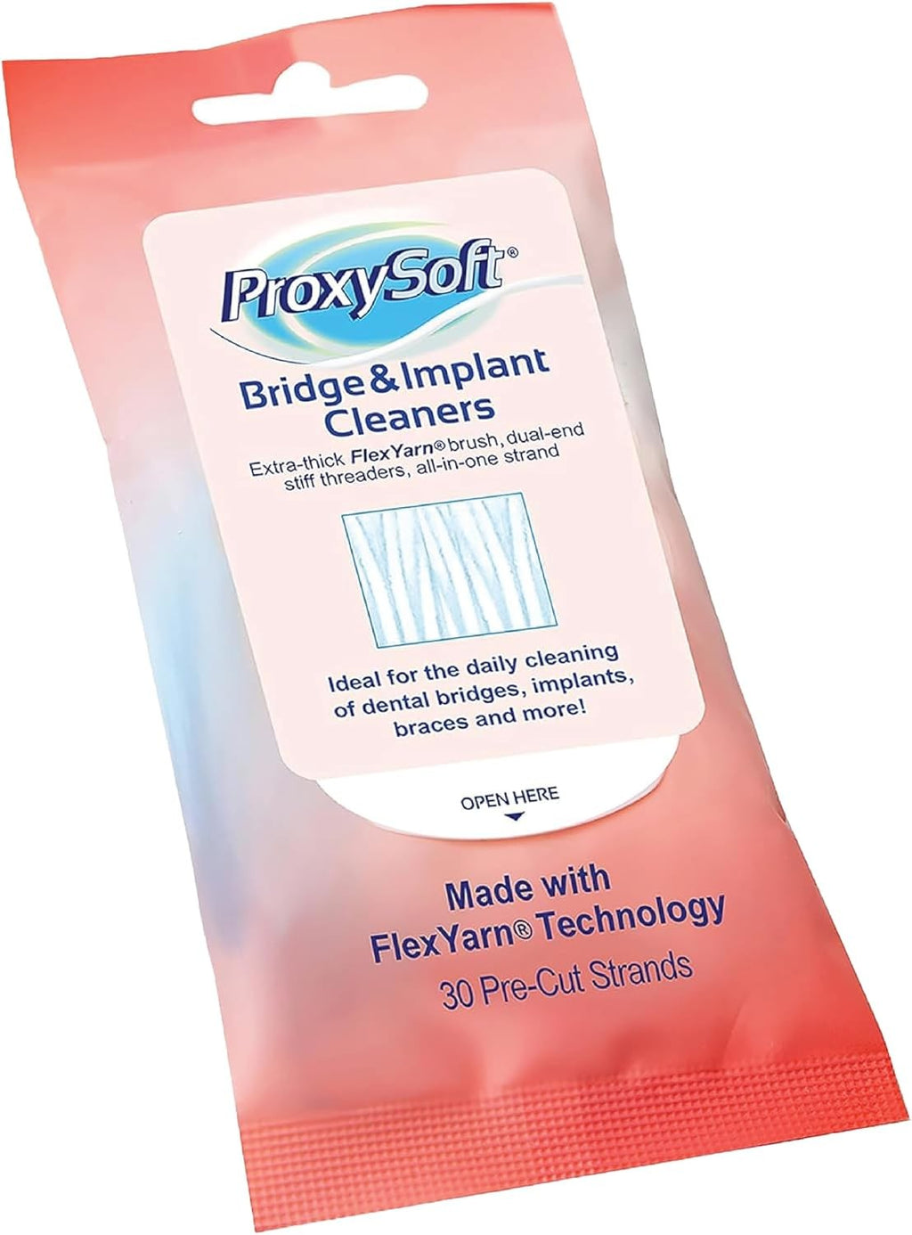 Dental Floss for Bridges & Implants - Travel Pack 30 Pre-Cut Threads