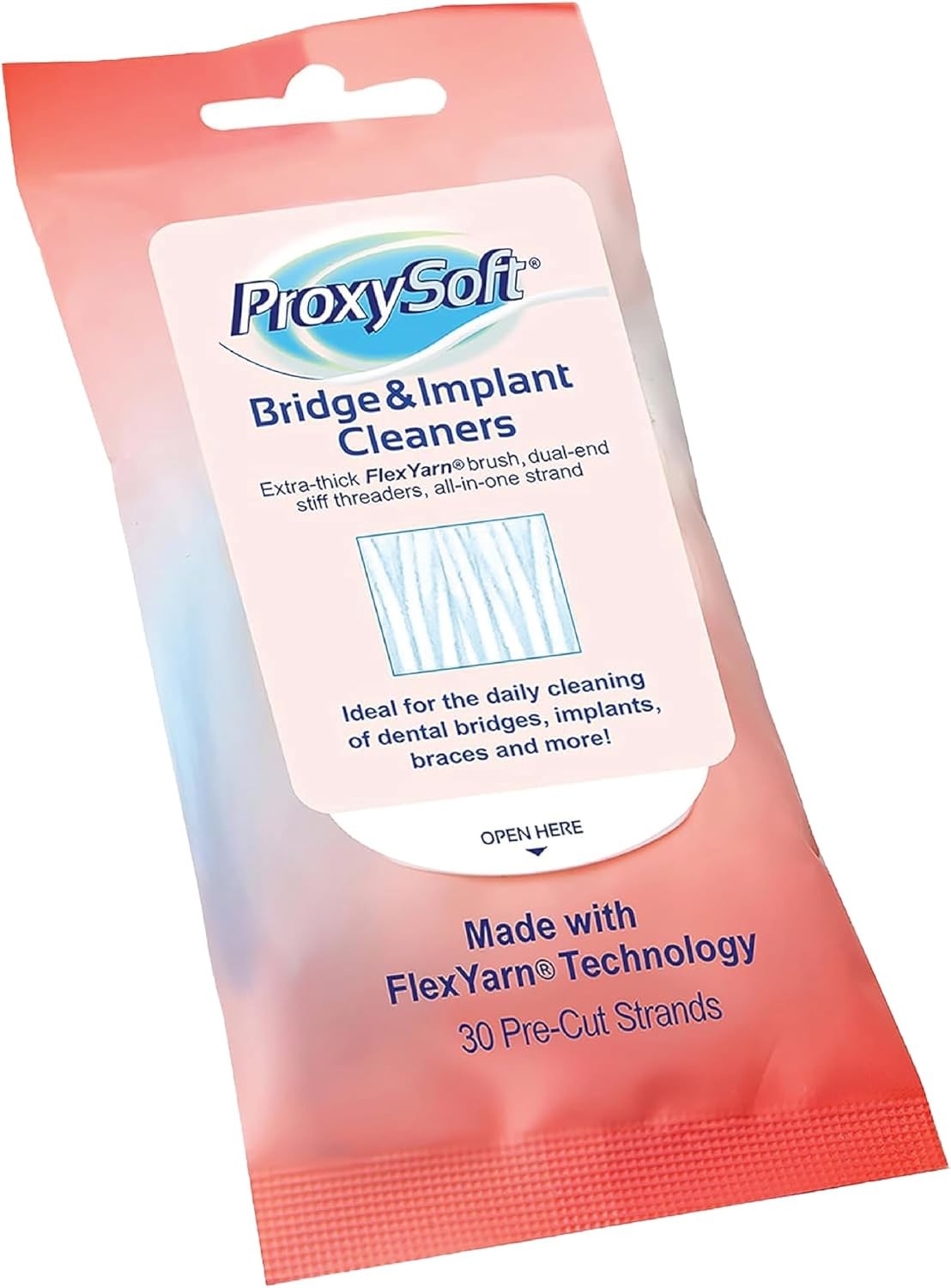 Dental Floss for Bridges & Implants - Travel Pack 30 Pre-Cut Threads