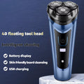 Men's Rechargeable Waterproof Rotary Electric Shaver with 4D Floating Blades