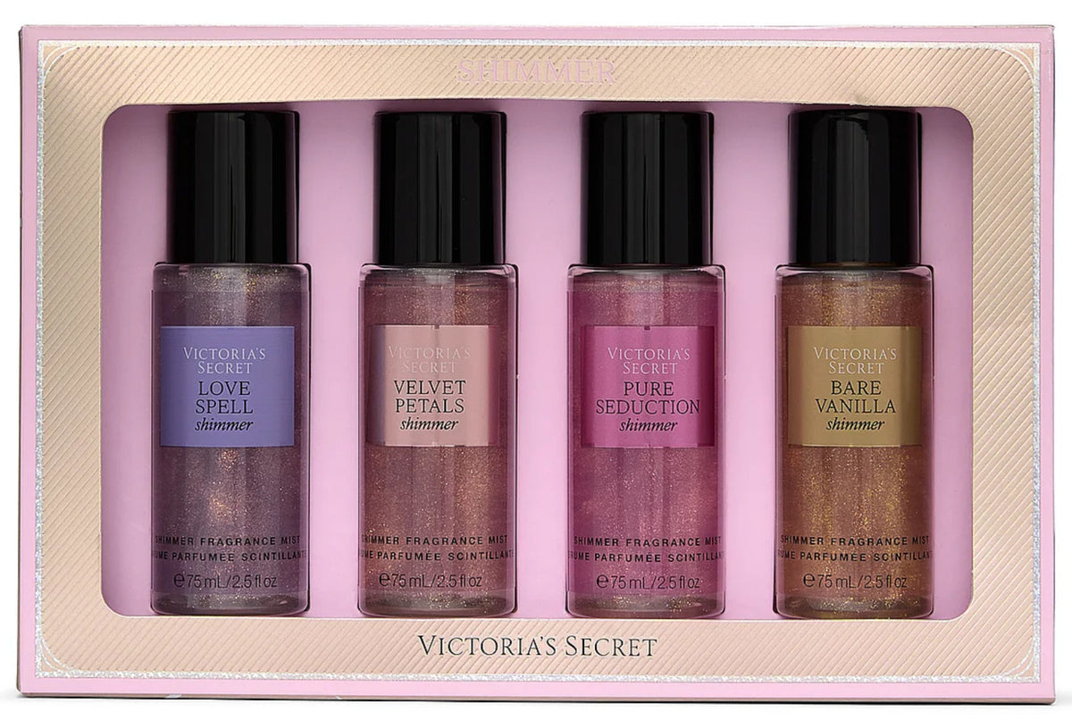 Victoria's Secret 4-Piece Shimmer Mist Gift Set - Fruity & Gourmand Scents
