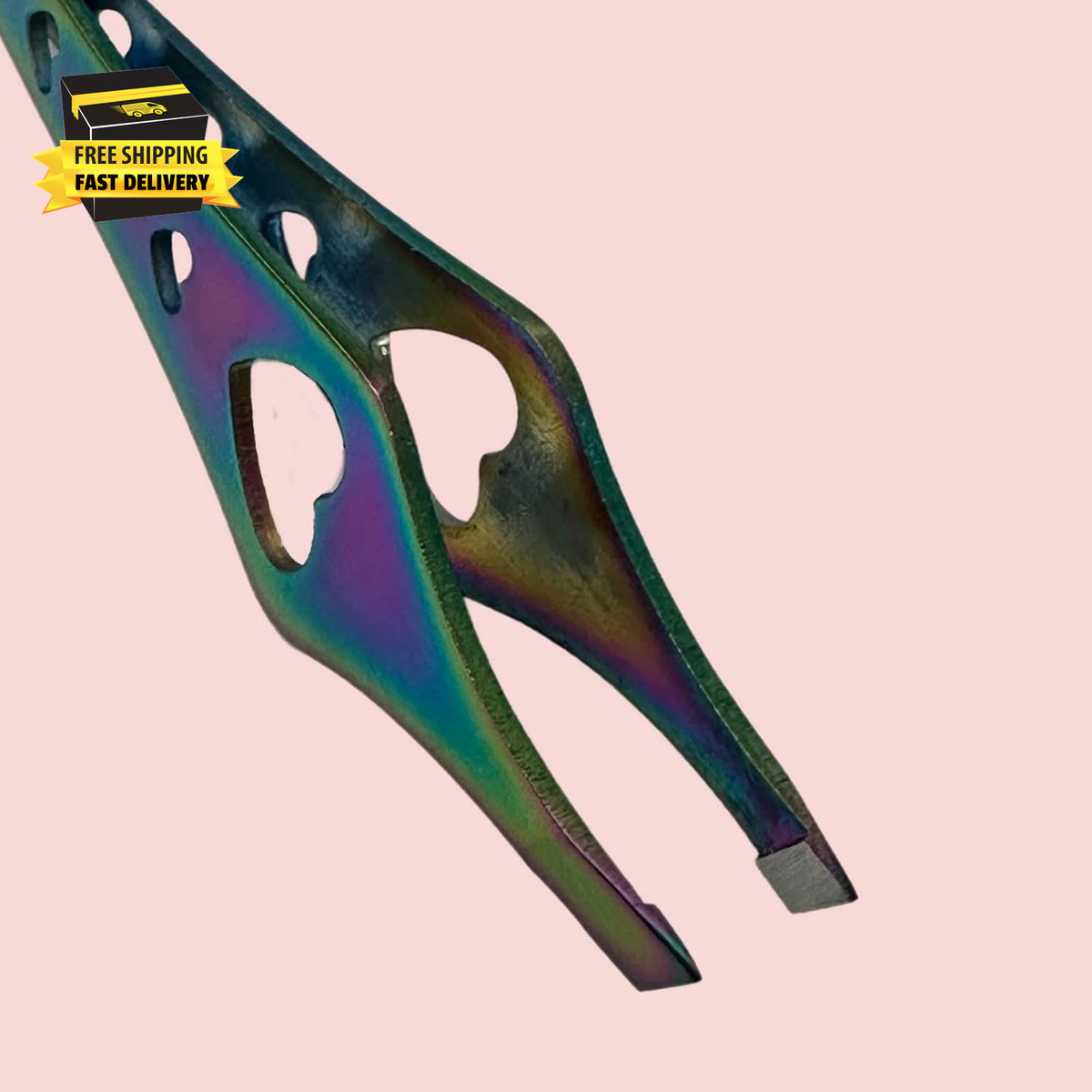 Rainbow Double Ended Tweezers for Eyebrows & Skin Care - Precision Slant Tweezer