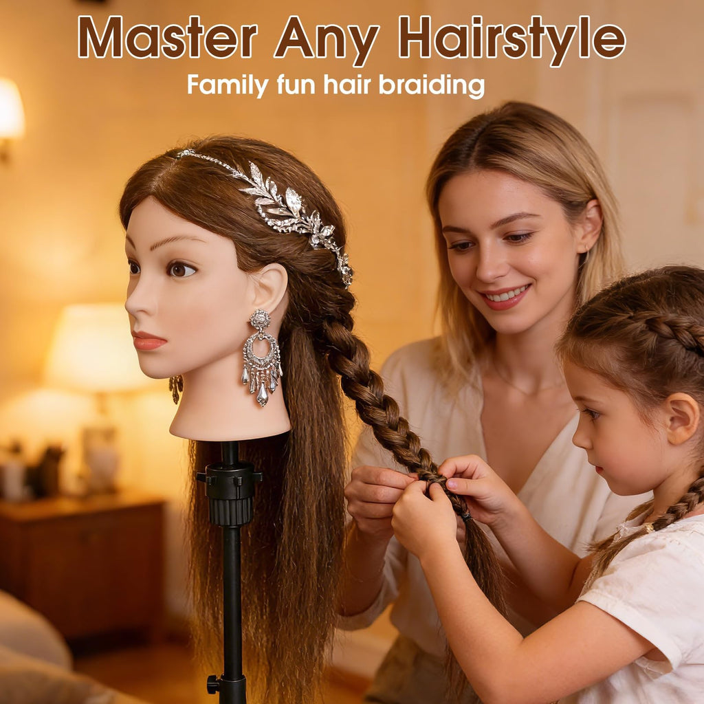 18 Inch Real Human Hair Mannequin Head for Hair Styling Training Kit