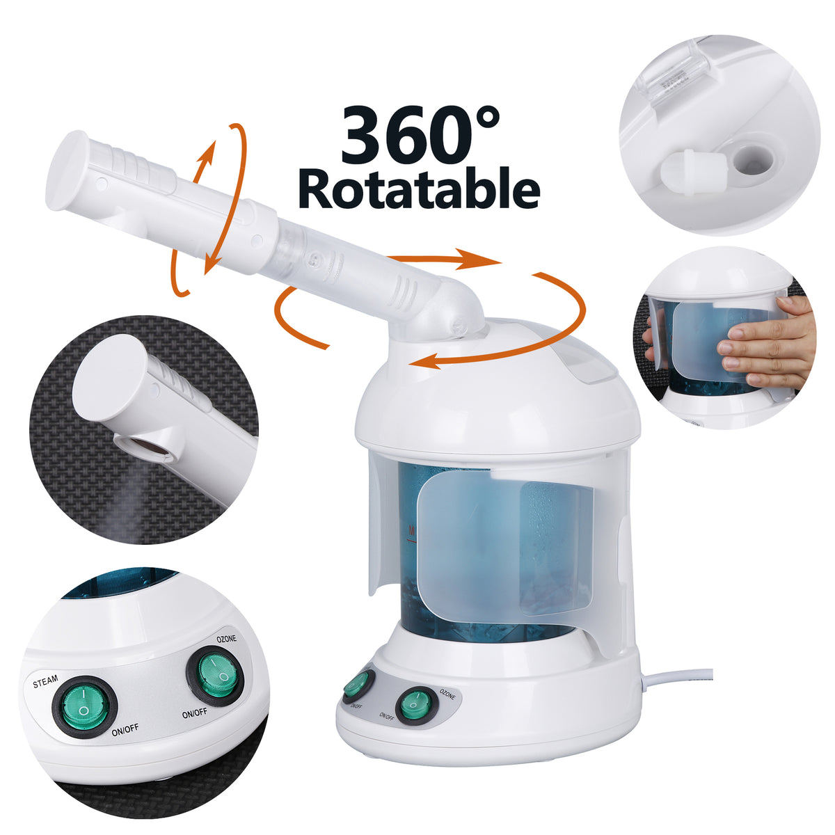 Blue 2-in-1 Hair and Facial Steamer Portable Sauna with Ozone