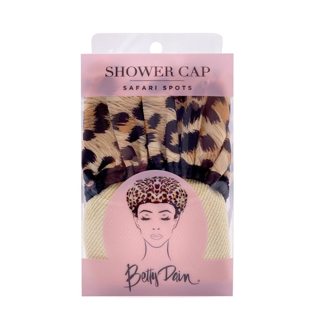 Reusable Waterproof Shower Cap Leopard Print Oversized Nylon Hair Cover