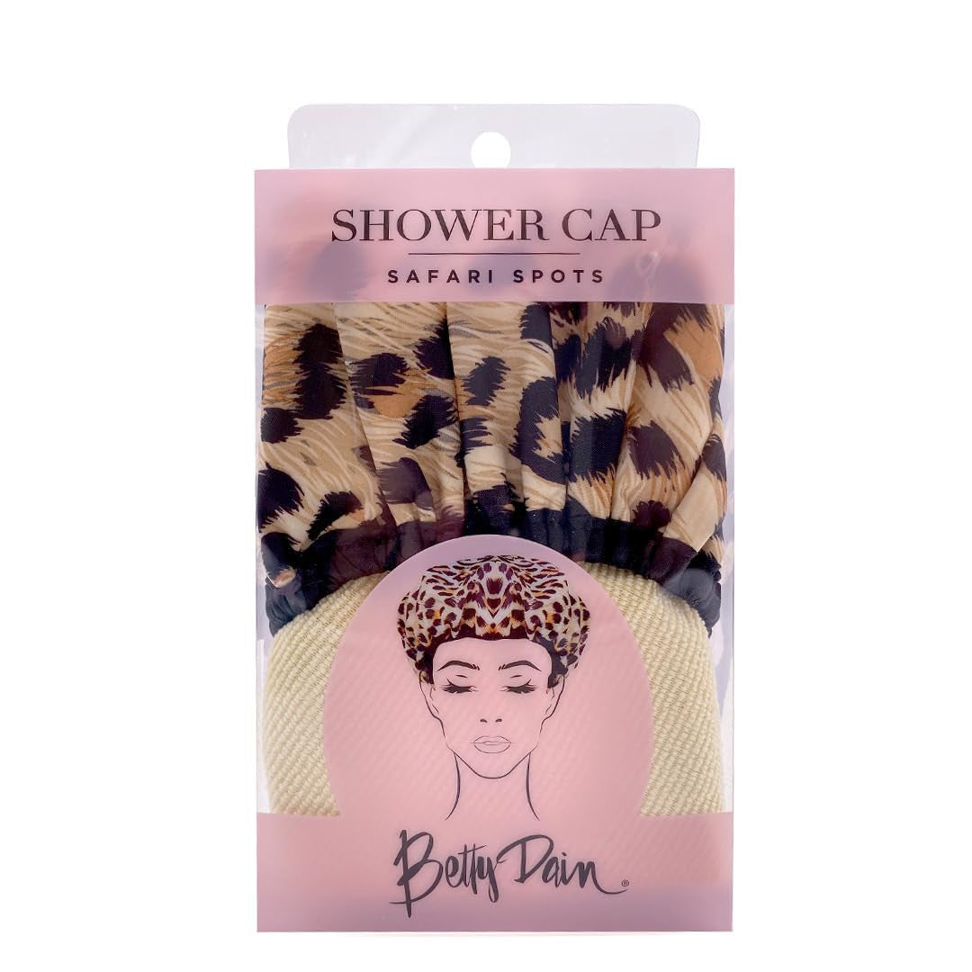 Reusable Waterproof Shower Cap Leopard Print Oversized Nylon Hair Cover